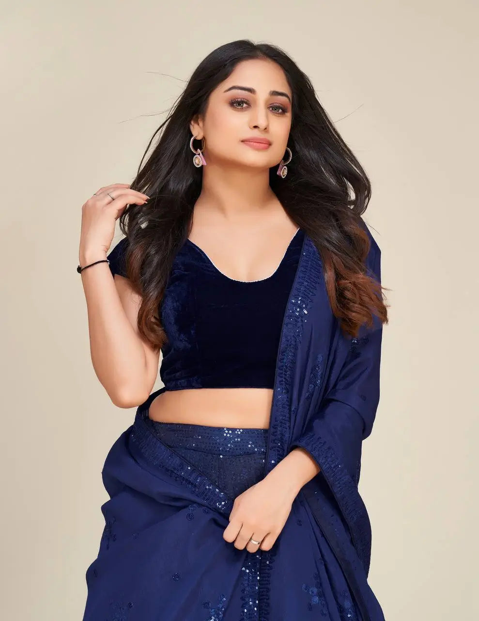 Dark Blue Tapeta Silk Sequence Embroidery Work Lehenga Choli
