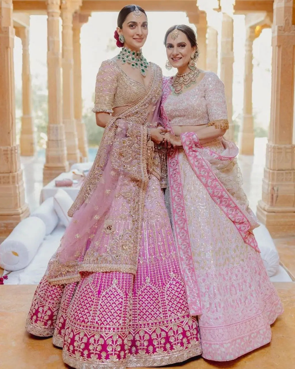 Light And Dark Pink Satin Silk Lehenga With Coding Sequins Embroidery Work