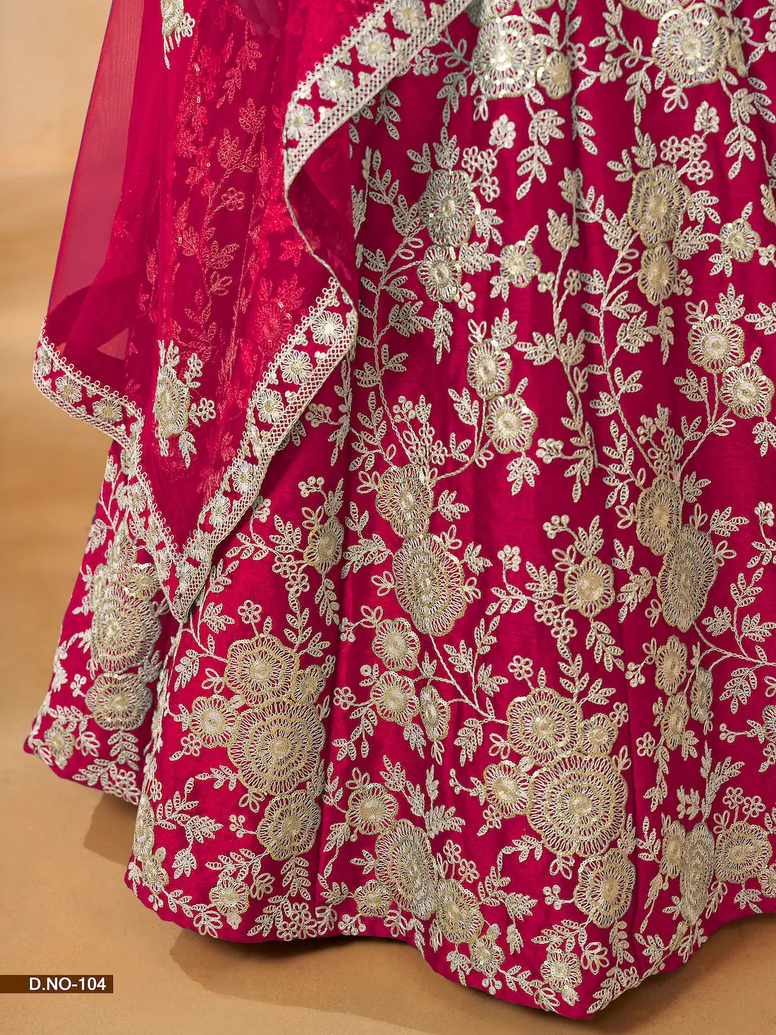 Red Art Silk Lehenga Choli With Thread & Sequence Embroidery Work