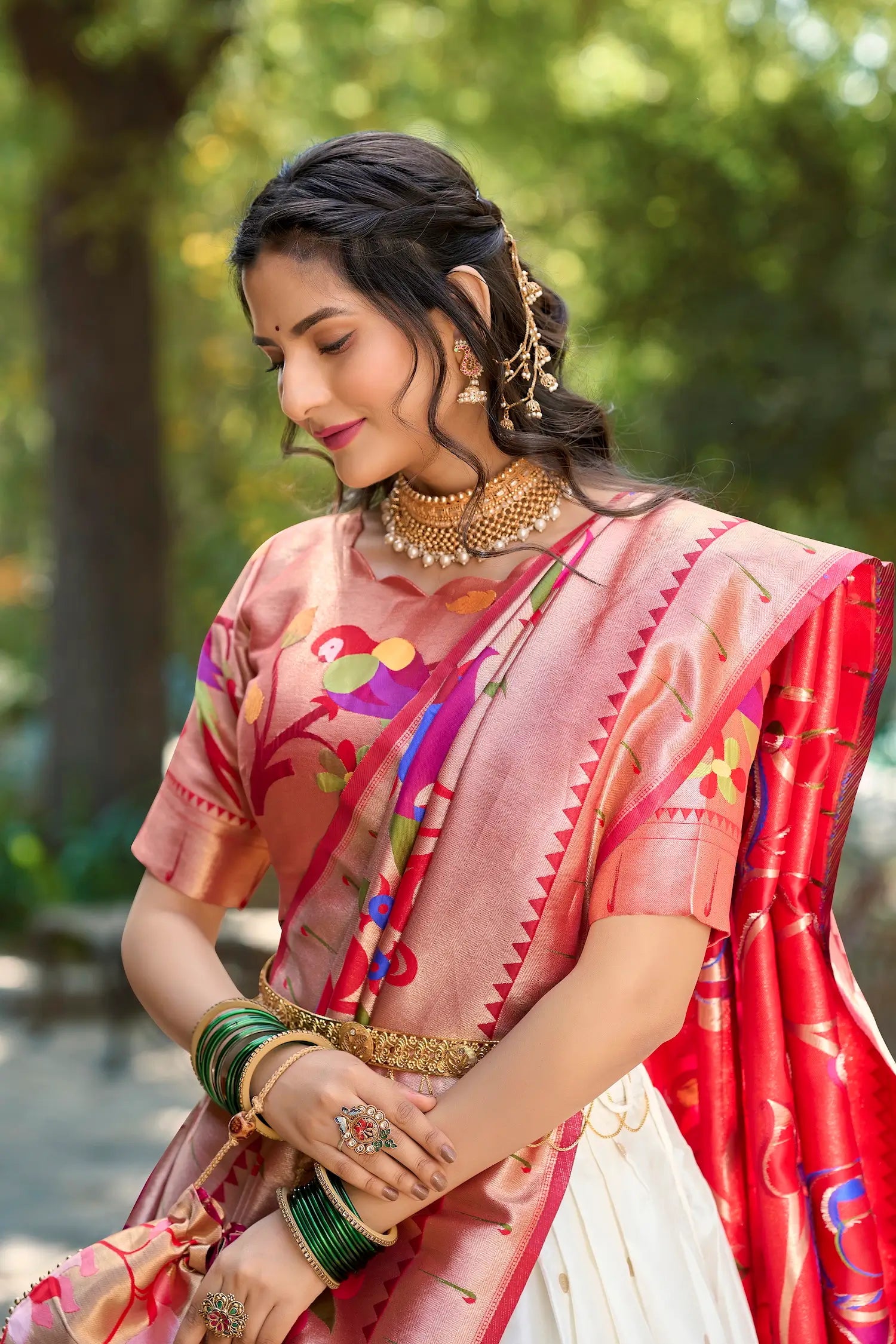 White Jacquard Silk Lehenga Choli With Zari Weaving Work