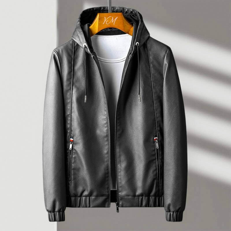 Aspen Hooded Leather Jacket - By Qivii