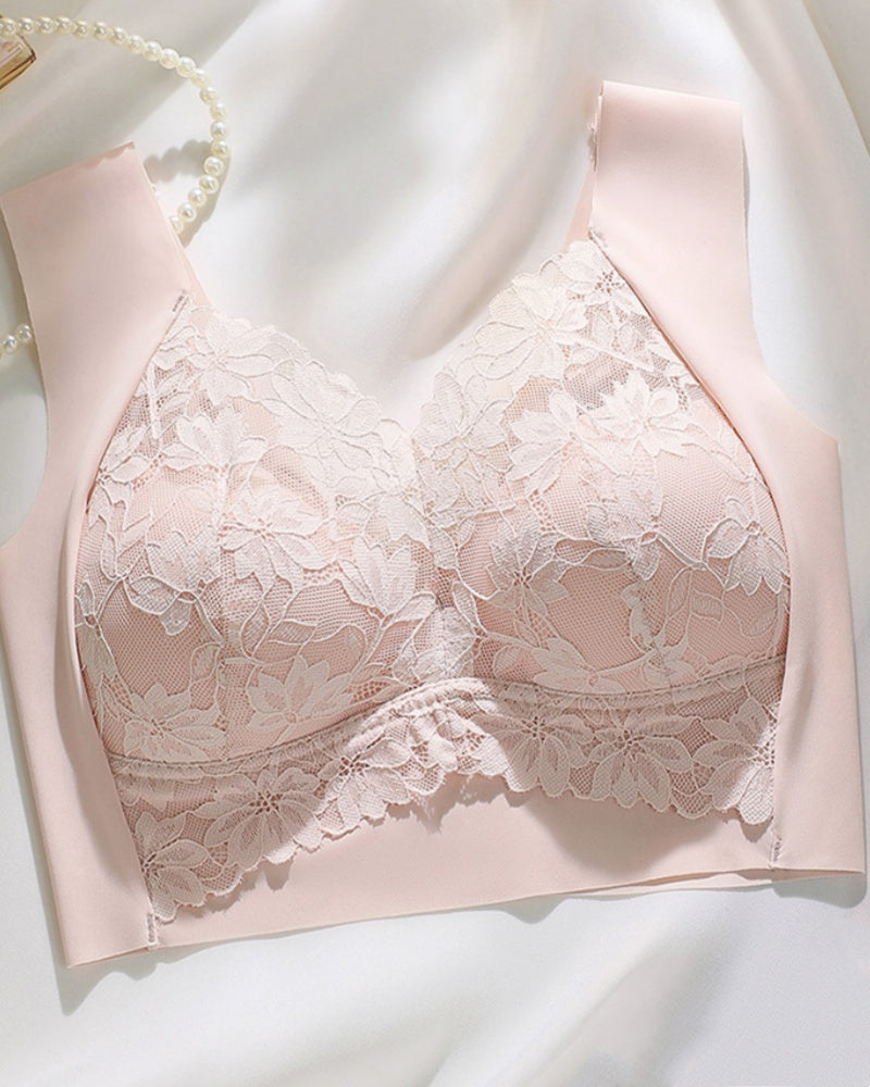 Widen Straps Lace Seamless Breathable Wire Free Vest Bra