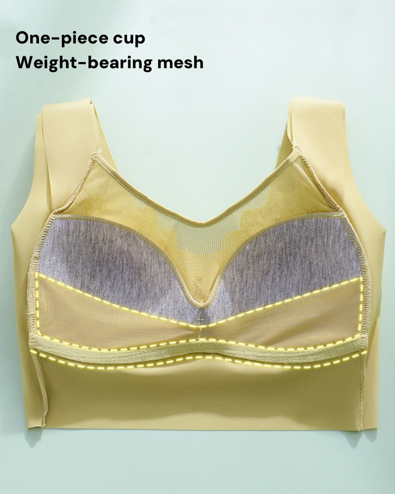 Ice Silk Thin Lace Mesh Panel Plus Size Seamless Vest Bra