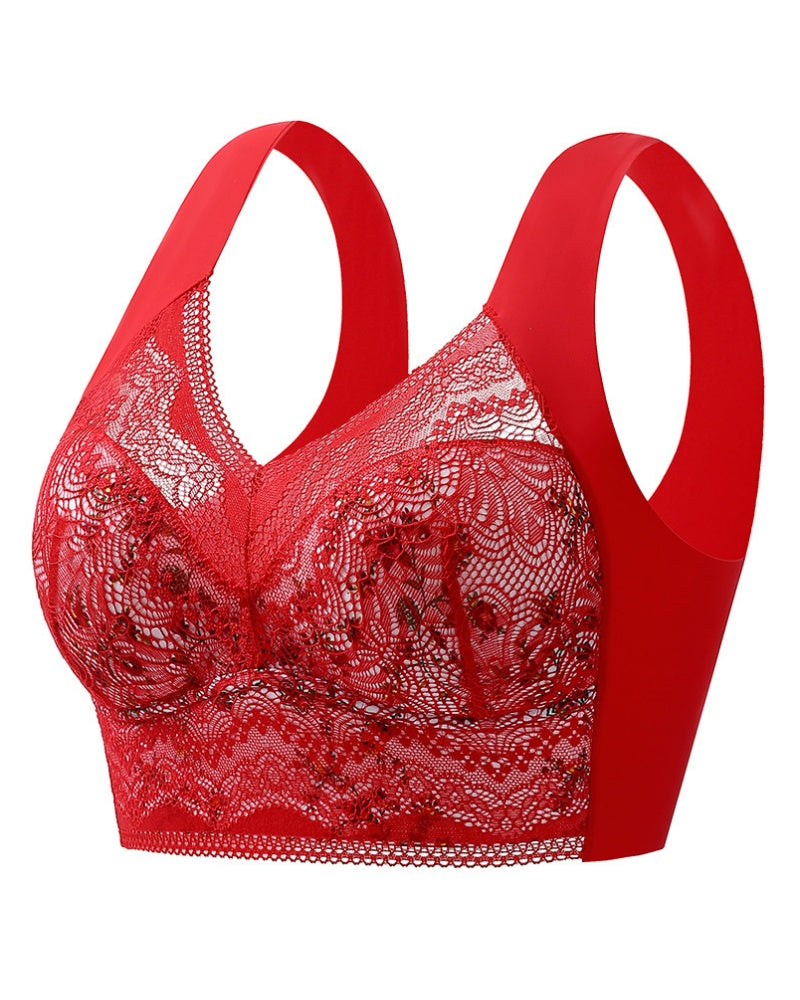 Full Coverage Elegant Floral Lace Push up Wireless Bra
