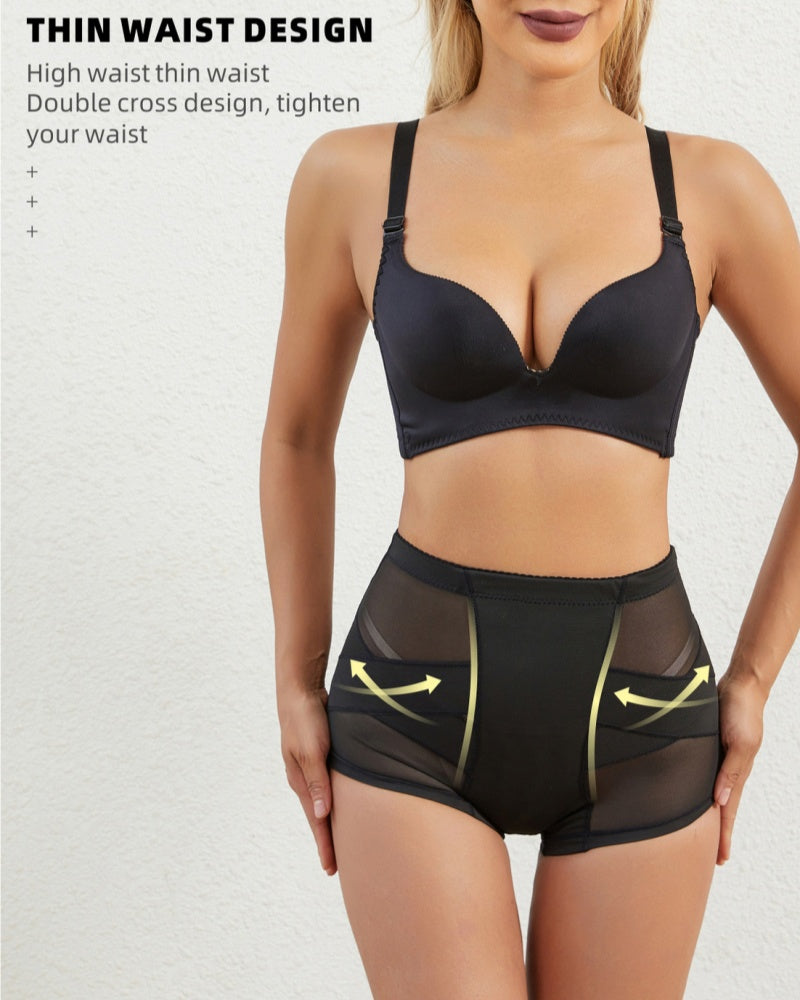 Mesh Tummy Control Butt Lift Smoothing Shaping Shorts With Sponge Pad