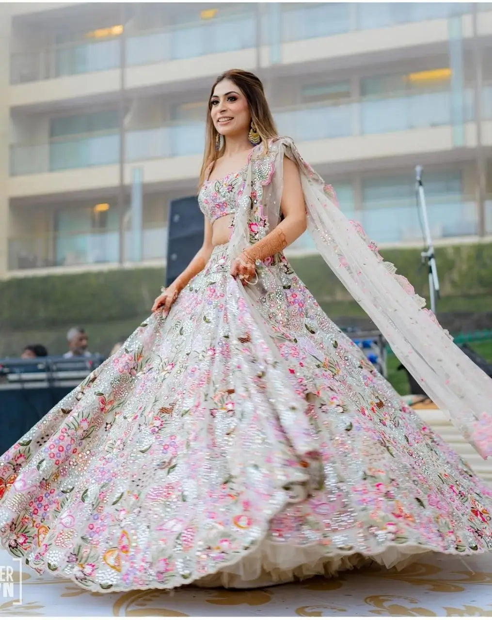 Multi Color Georgette Lehenga With Thread Embroidery Coding Zari Heavy Sequins Work | Ready To Wear - qivii