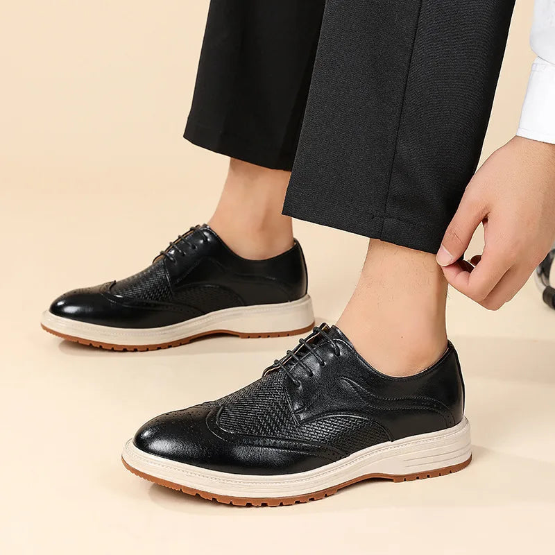 Herreford men's brogue derbies shoes by Hudson Ridge, stylish leather footwear with classic perforated detailing.