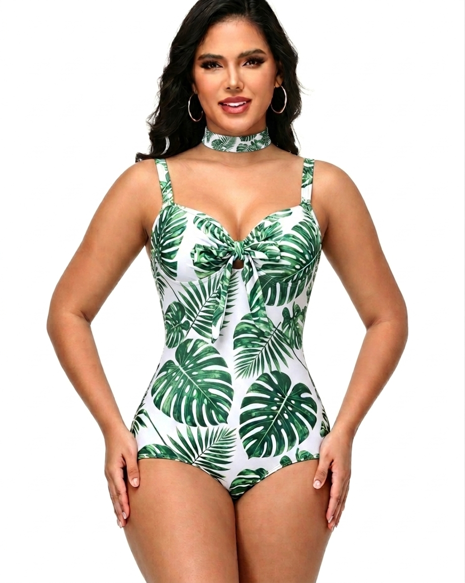 Neckband style Butt Lift One-Piece Swimsuit - By Qivii