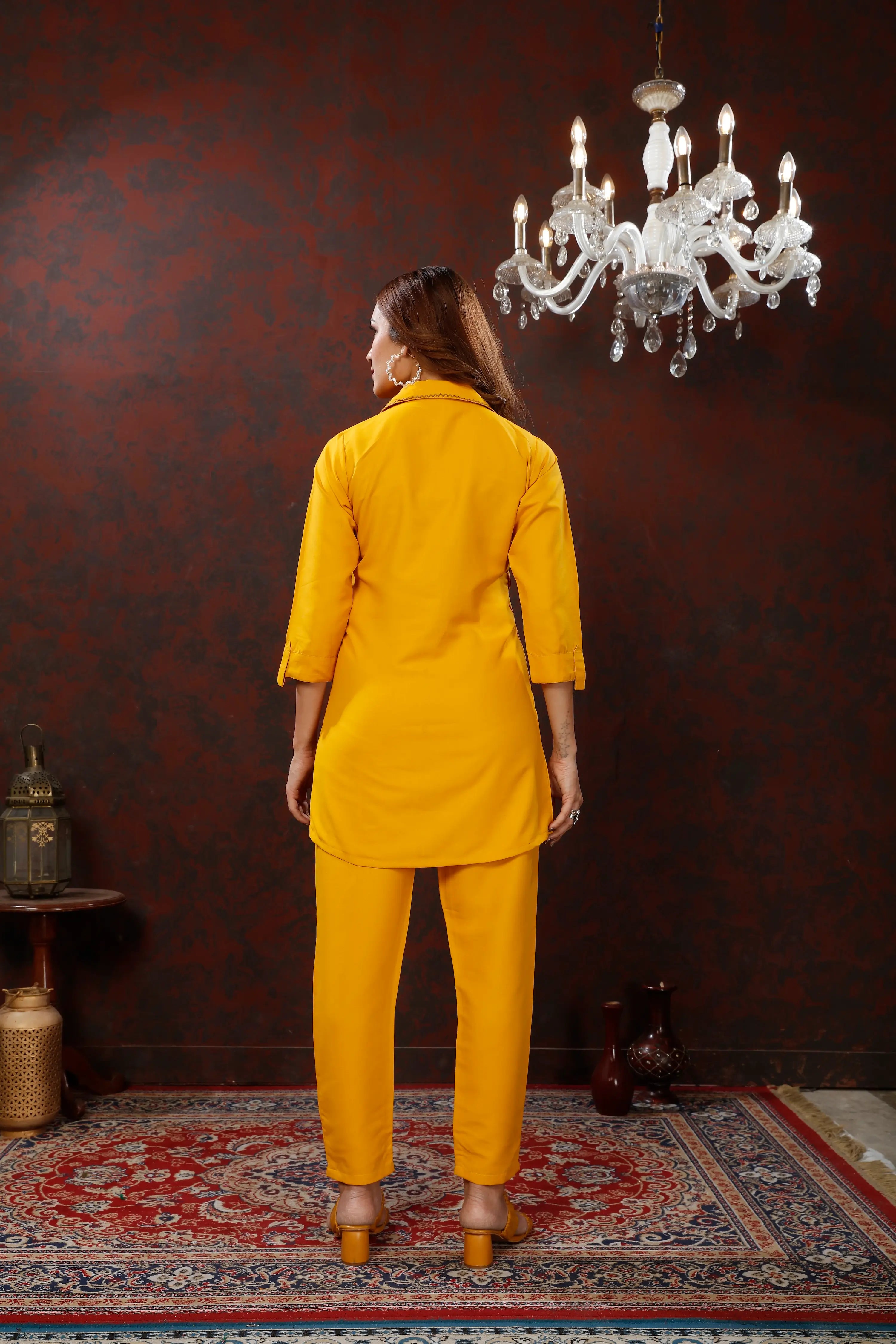 Yellow Cotton Co-ord Set - qivii