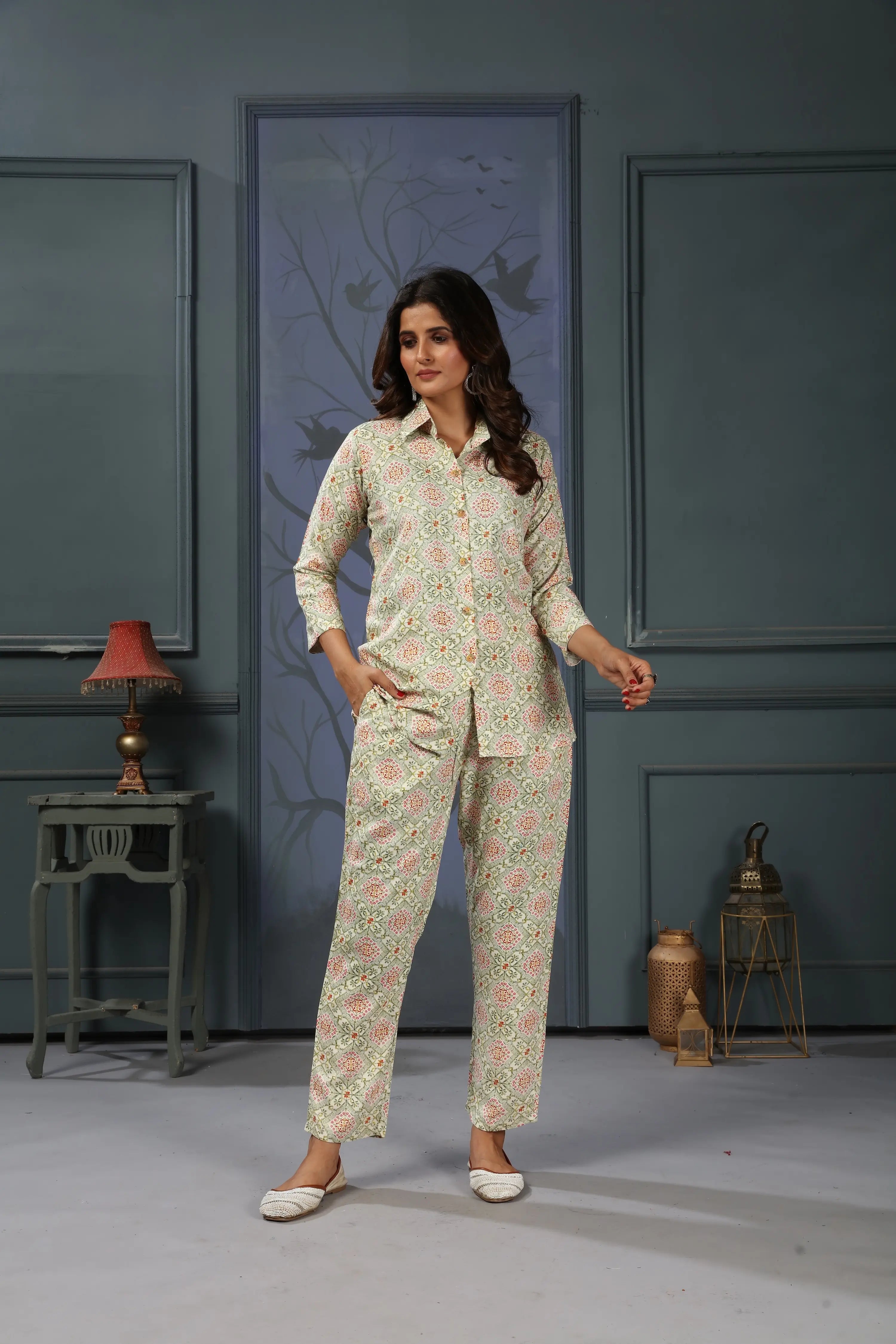 Pista Green Printed Co-ord Set - qivii