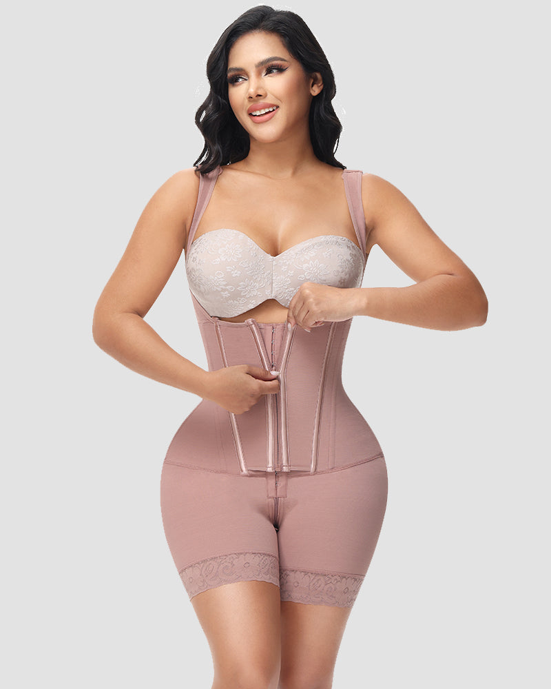 Shapshe® High compression Front Zipper Mid Thigh Shapewear