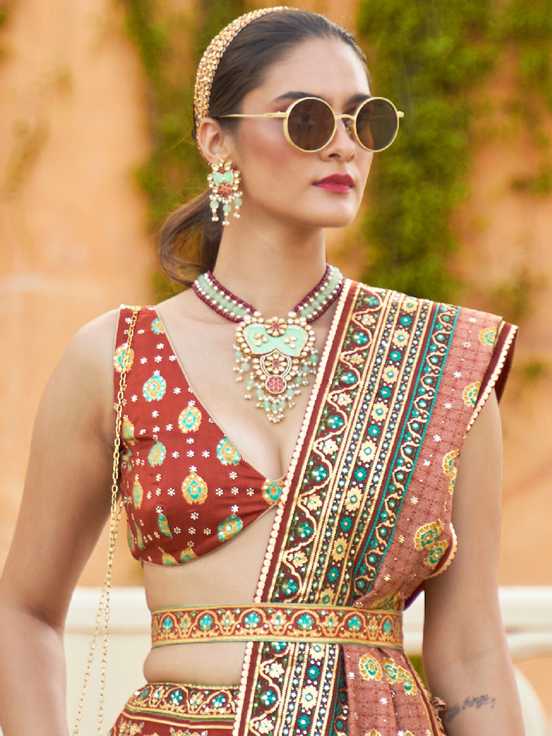 Brown Shade Designer Silk Ready to Wear Lehenga Choli With Sparkle & Mirror Work - qivii