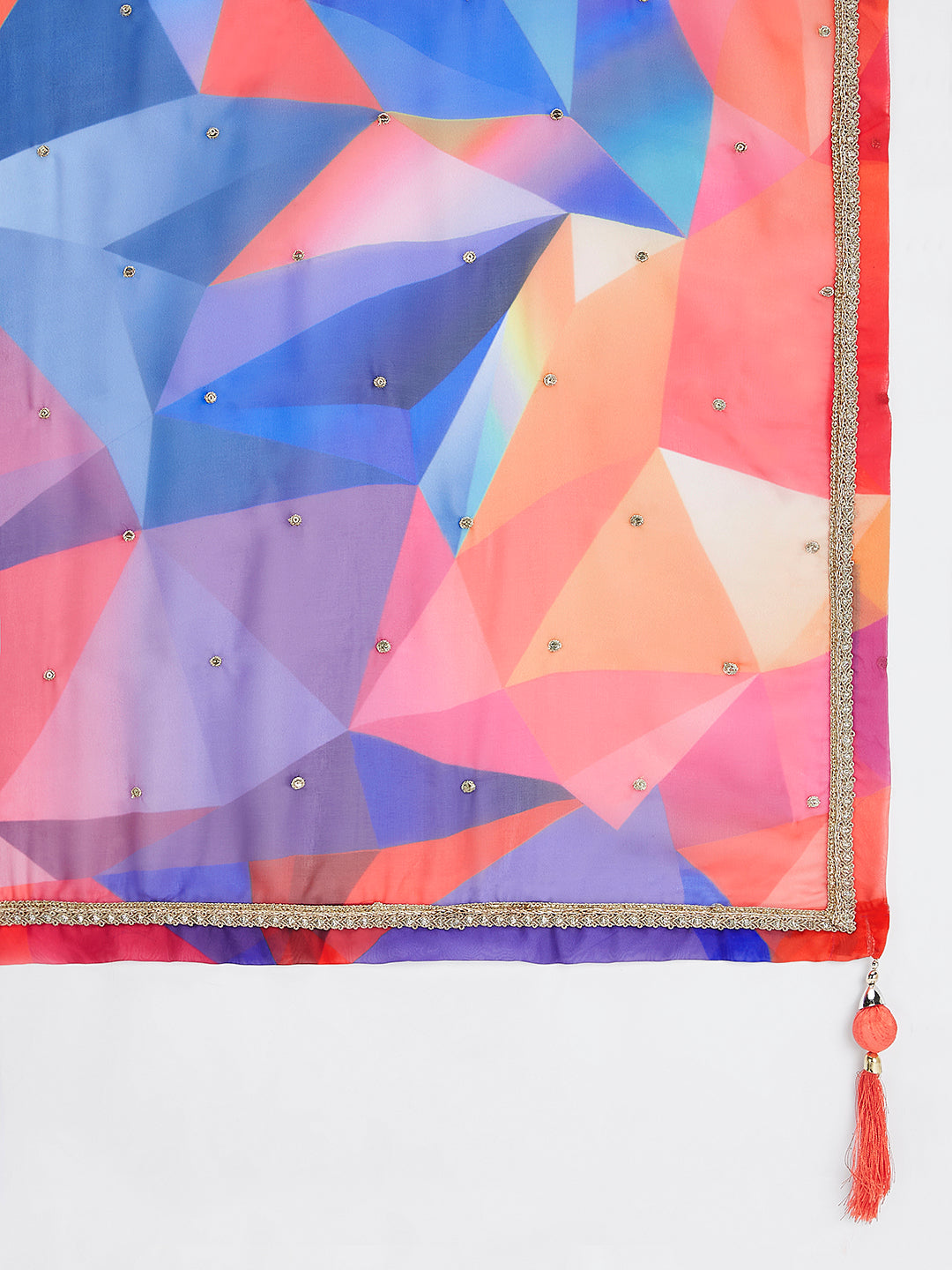 Multi colour Organza Abstrack design digital print Semi-Stitched Lehenga choli - qivii