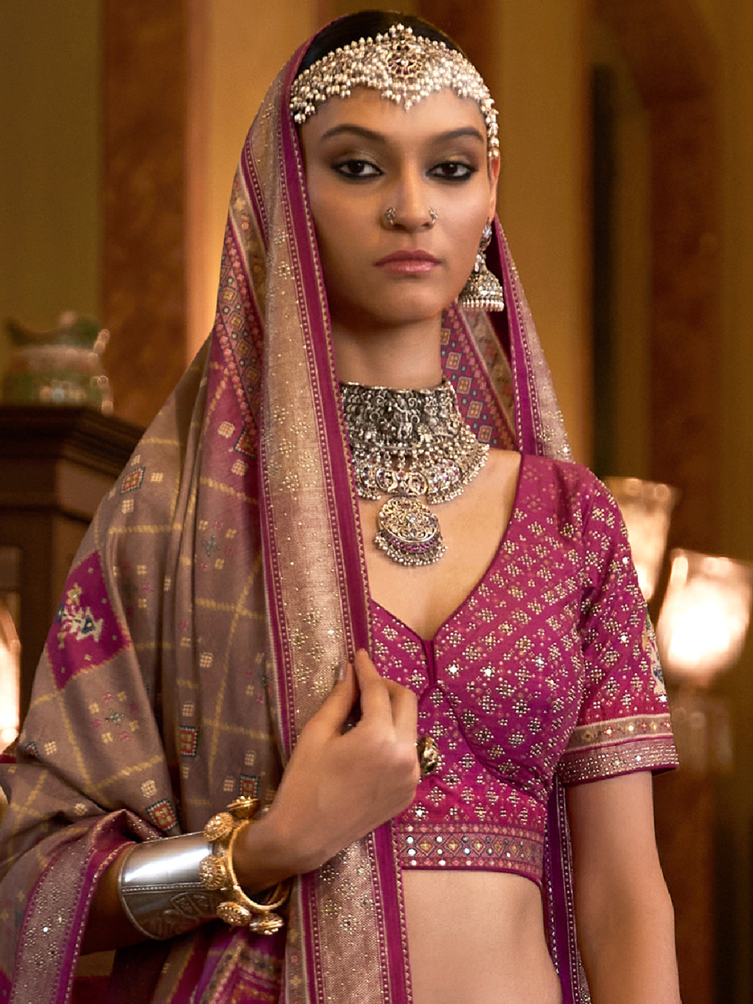 Purple Shade Designer Silk Ready to Wear Lehenga Choli With Sparkle & Mirror Work - qivii
