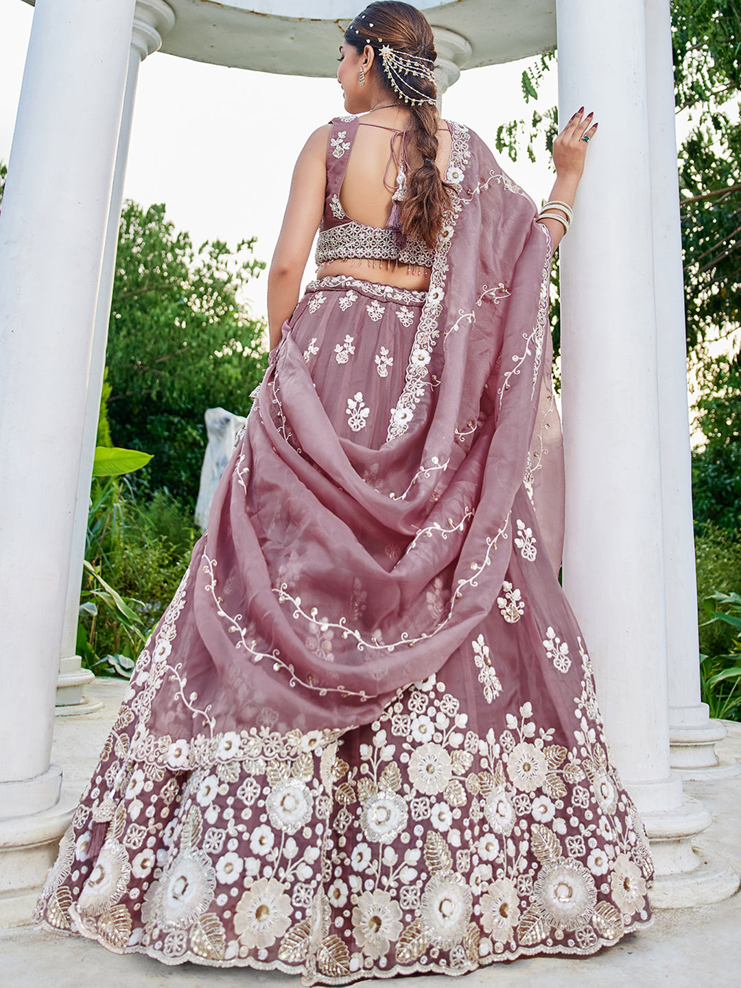 Lavender - Organza Fabric Beads & Sequince Embroidered Ready to Wear Lehenga Choli & Dupatta