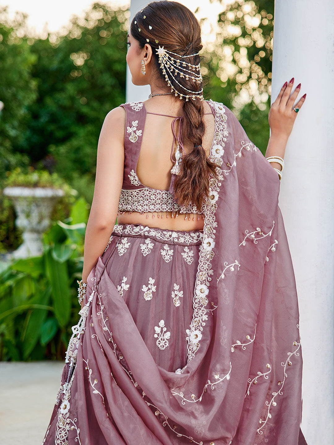 Lavender - Organza Fabric Beads & Sequince Embroidered Ready to Wear Lehenga Choli & Dupatta