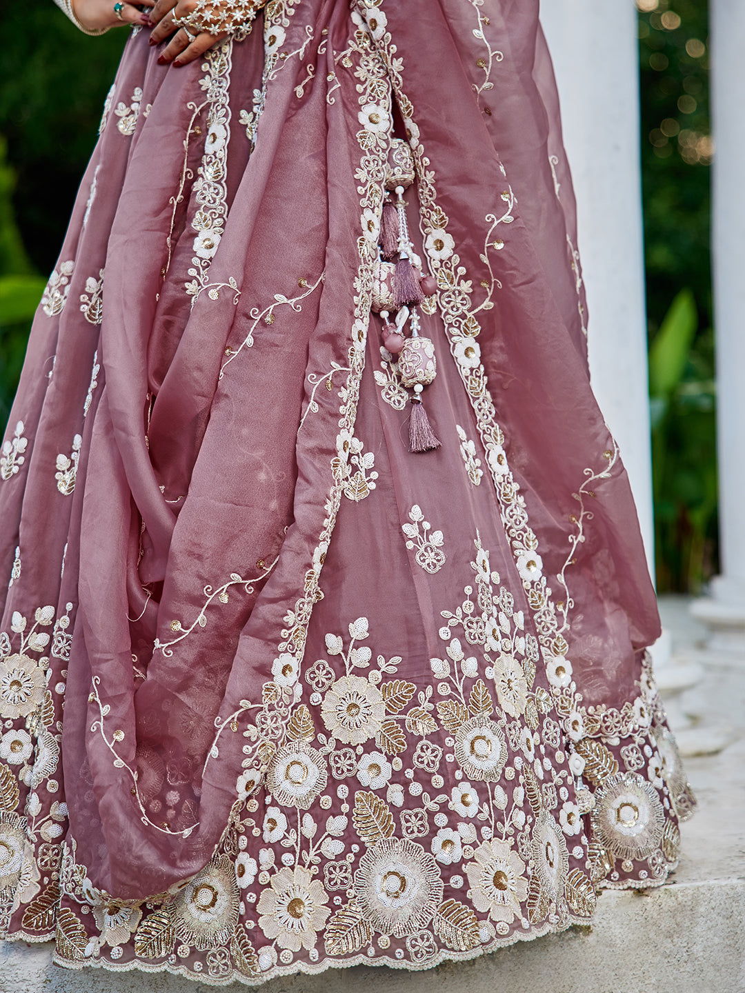 Lavender - Organza Fabric Beads & Sequince Embroidered Ready to Wear Lehenga Choli & Dupatta
