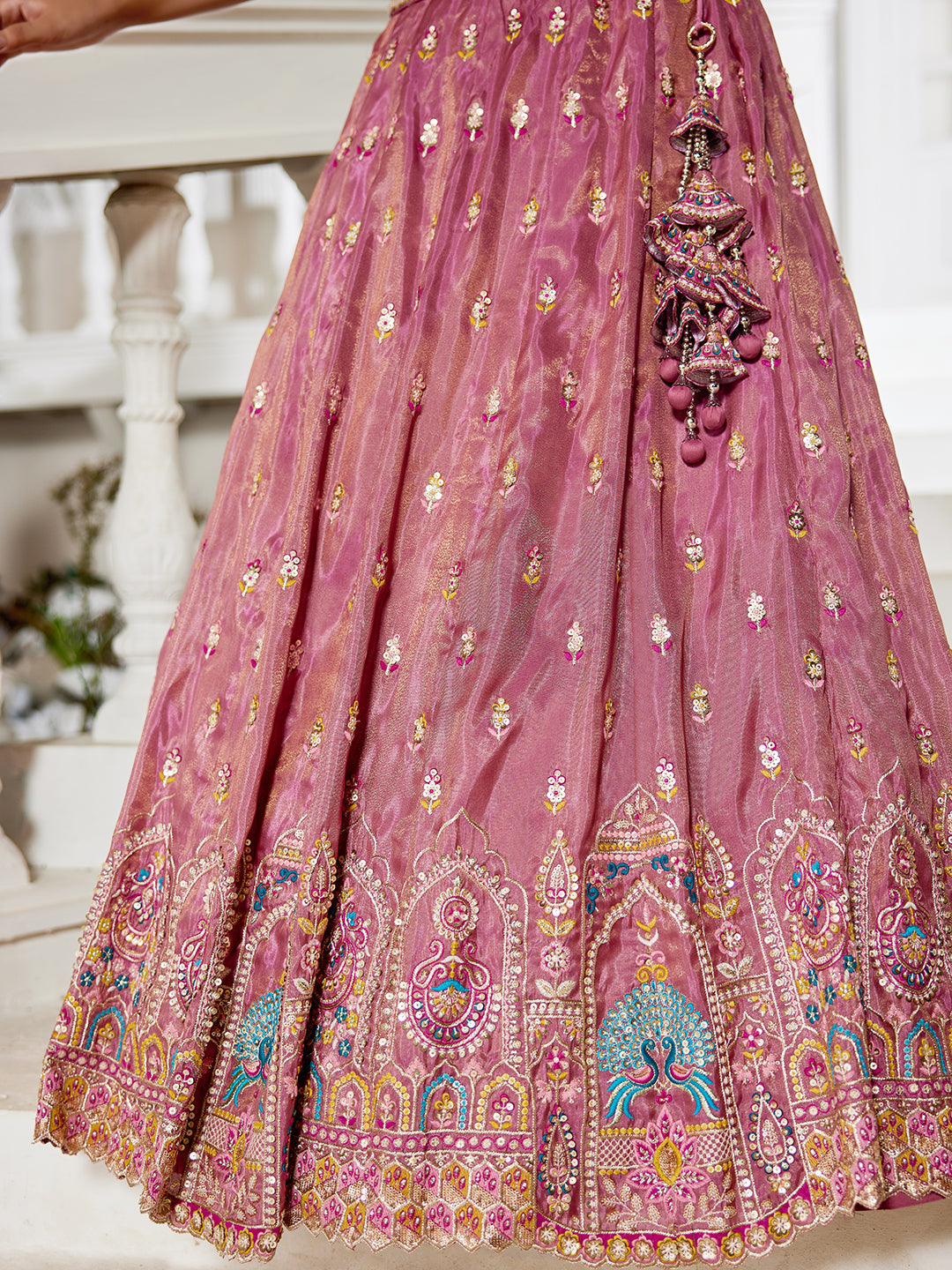Pink - Tissue Sequinse embroidery Lehenga choli & Dupatta