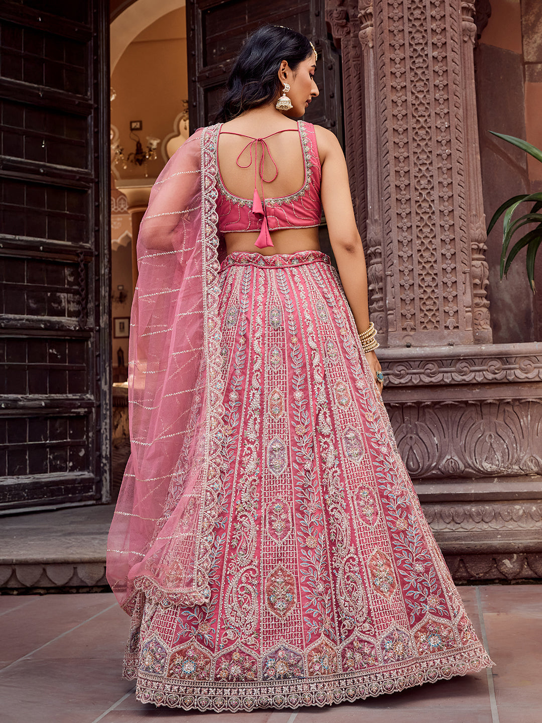 ROSEGOLD - Net Fabric Sequins embroidery Lehenga & Unstitched Blouse With Dupatta