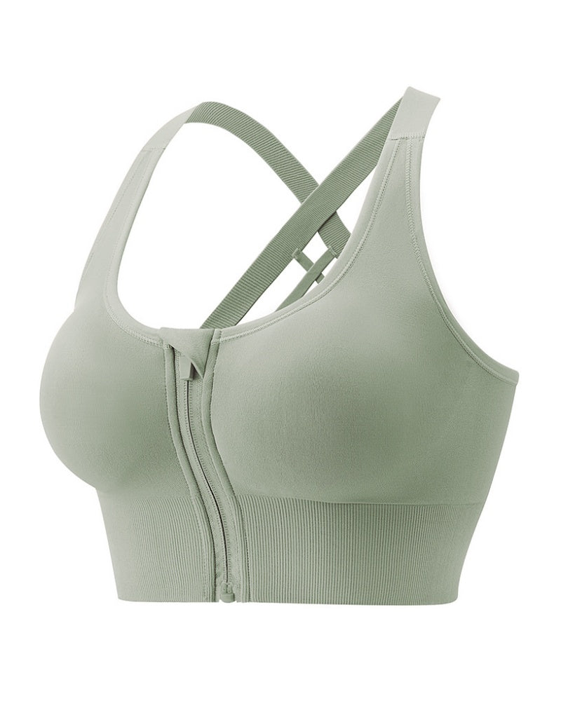 Shockproof Push Up Anti Sagging Sports Bra With Front Zipper for Women