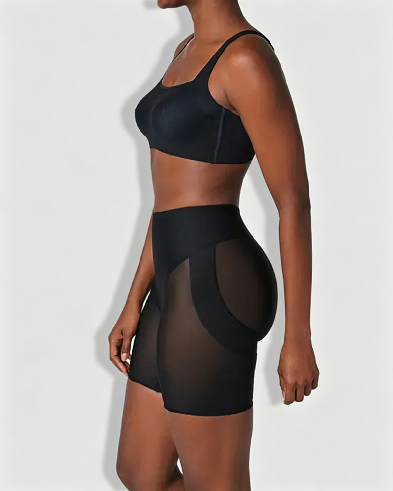 High Waist Mesh Butt Lifter Compression Shaping Shorts