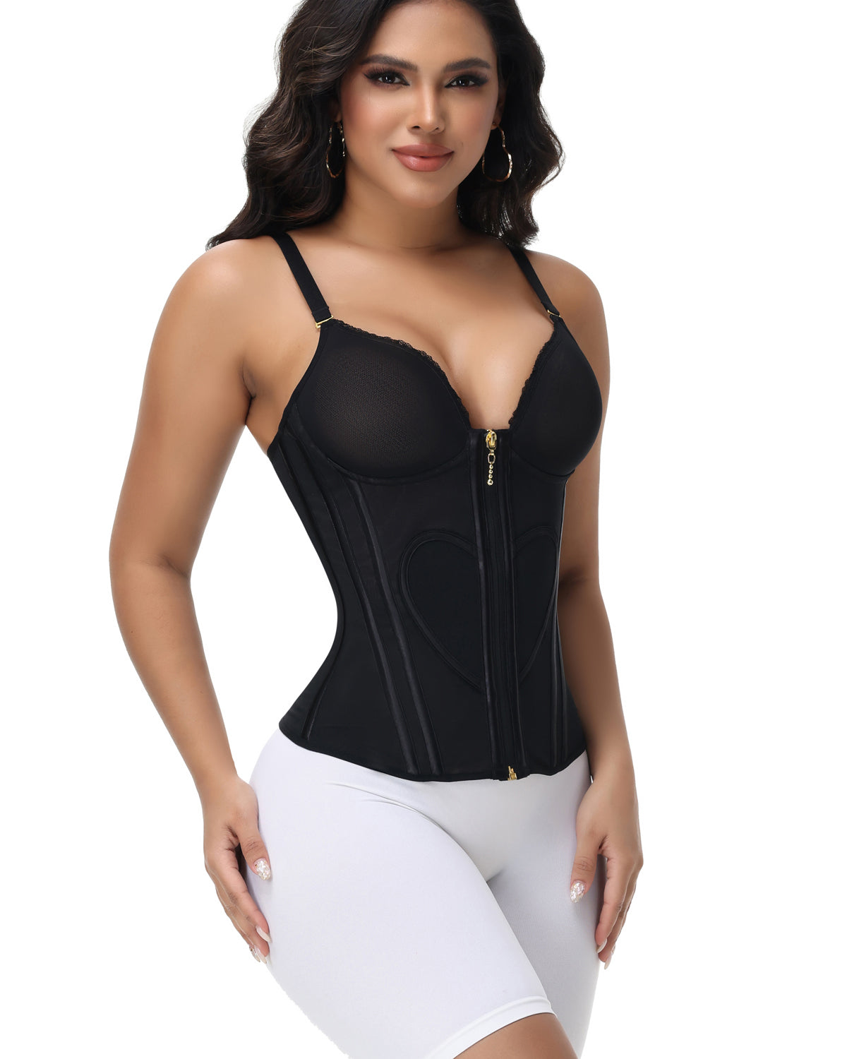 Shapshe® Fajas Colombianas Love Pattern Corset Top Zipper Waist Trainer - By Qivii