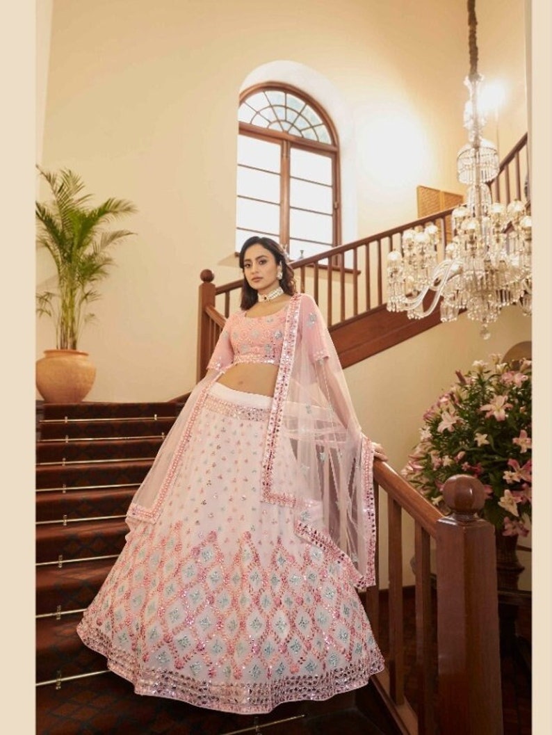 Bridal Lehenga offers with Thread Sequince Embroidered Gota Patti Semi Stitched Lehenga Choli Collection bollywood trend party Wear Womens Or girls