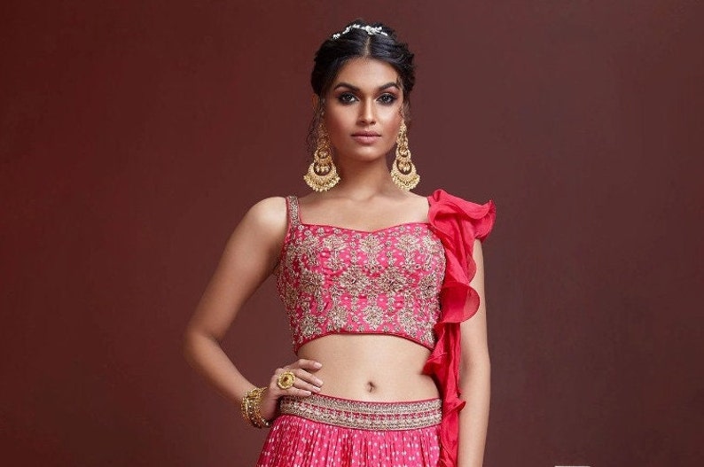 Sabyasachi designer pink lehenga choli with heavy embroidery for women