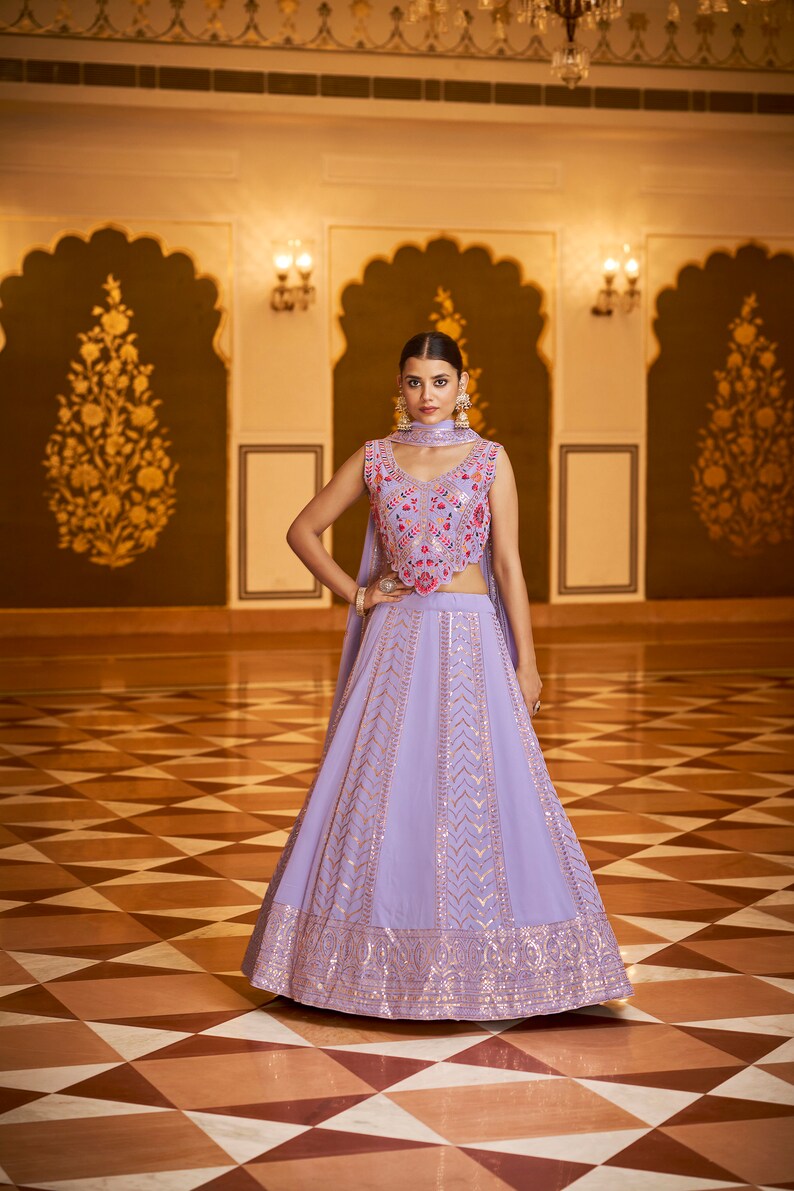 Orders Beautiful Lilac Color Lehenga Choli for Bridal, Indian Wedding Bridesmaid Lahengha Choli, Sabyasachi Inspired Heavy Lengha Choli for Women