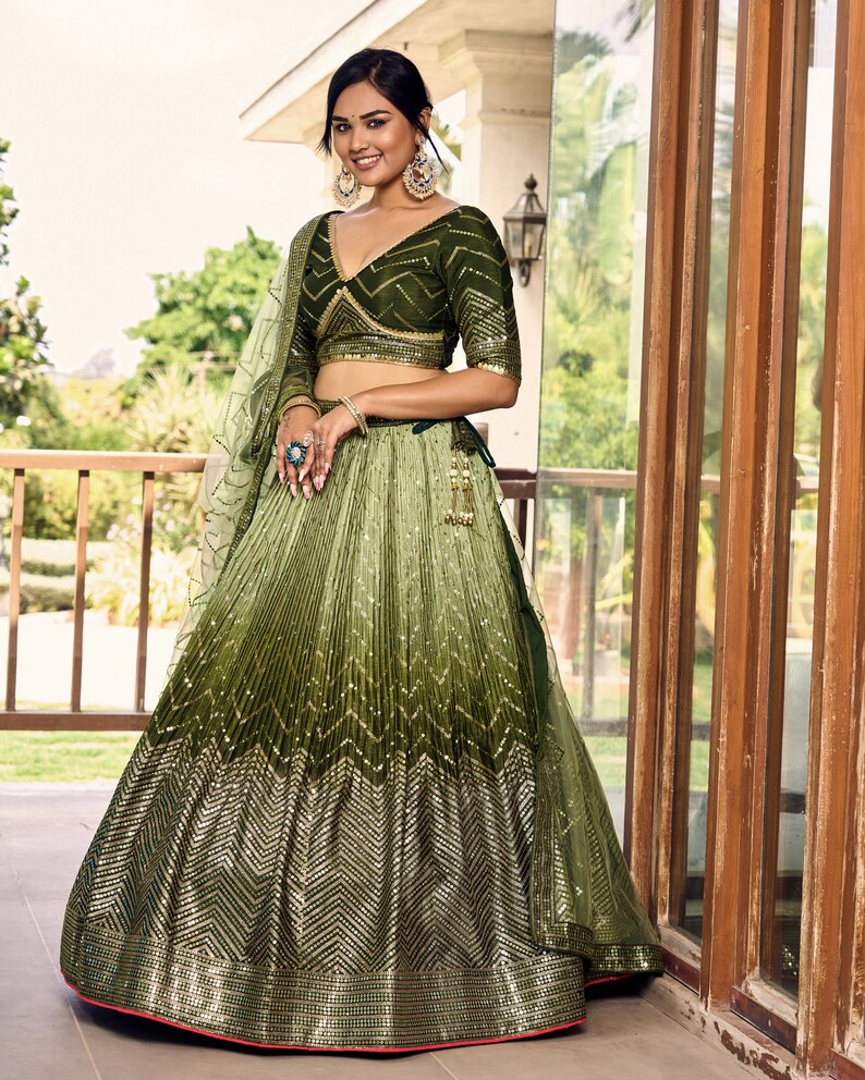 Georgette material embellished with sequins embroidered work