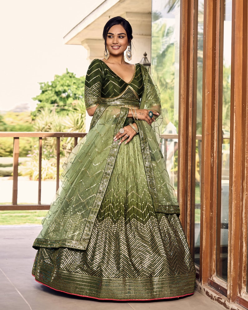 Beautiful chinon fabric with thread and sequence embroidery work