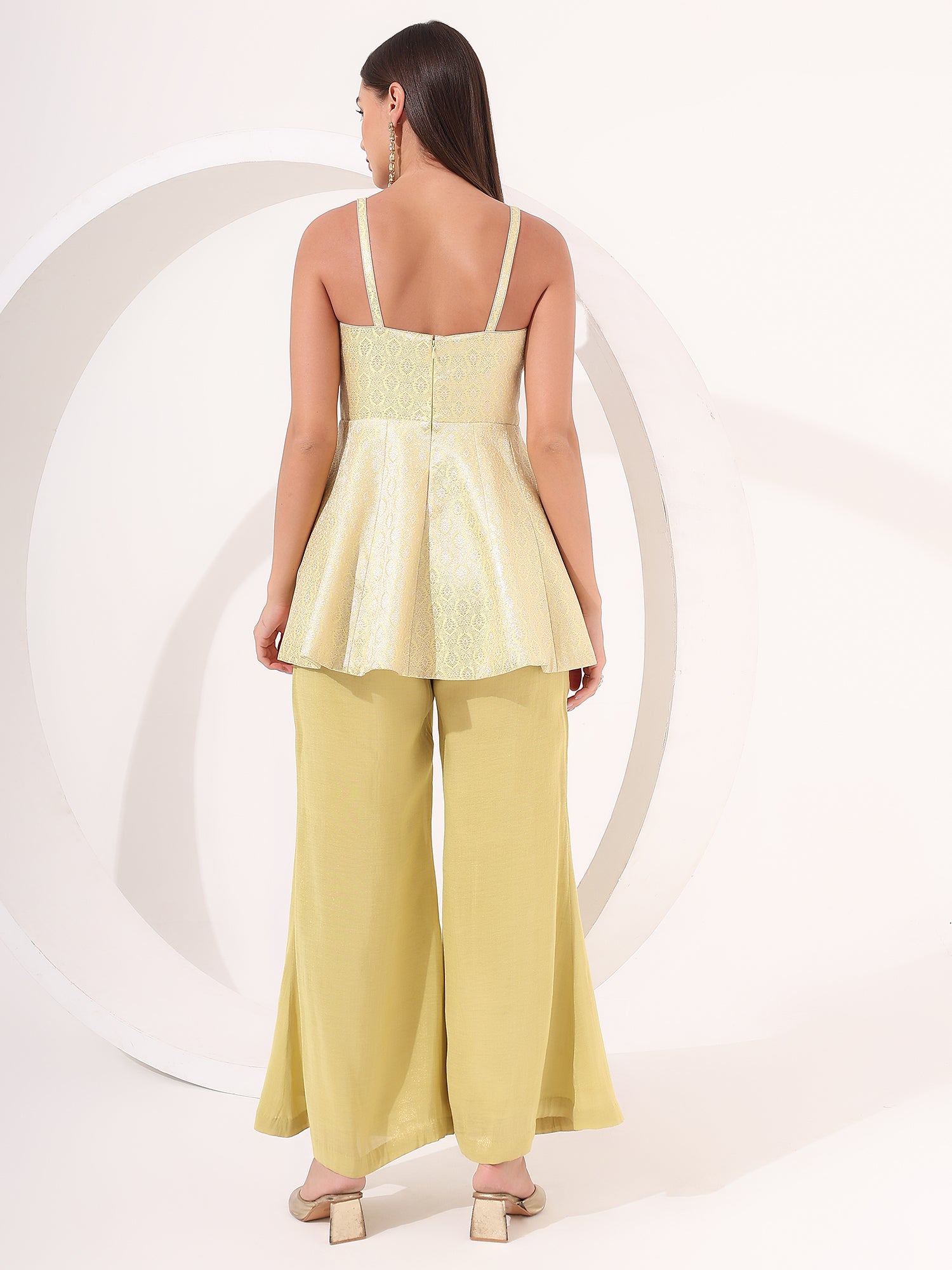 Lemon Yellow Peplum Set - qivii