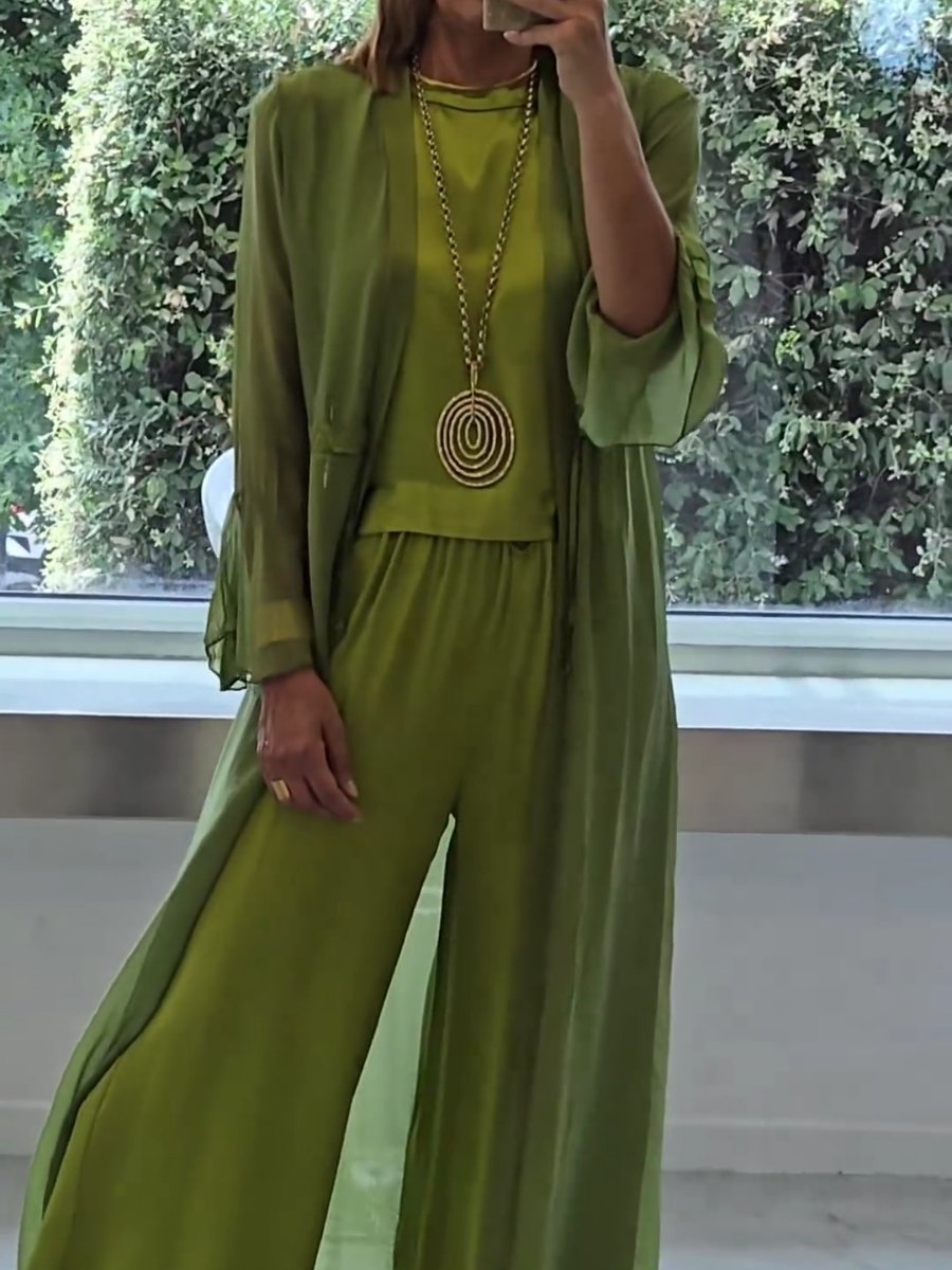 Margaret | Elegant Wide Leg Three Piece Summer Set by Qivii