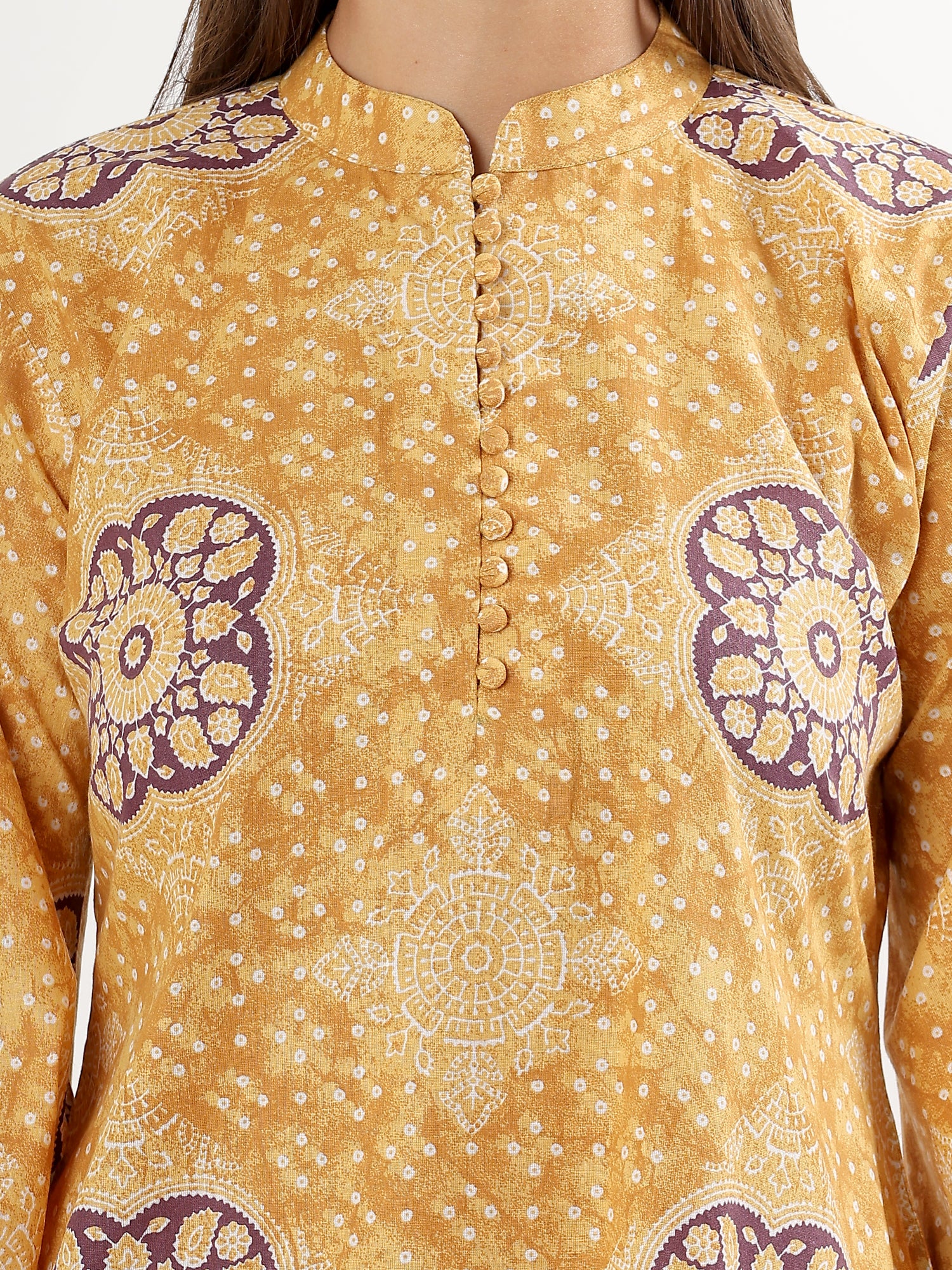 Mustart Floral Cotton Kurta Salwar - qivii