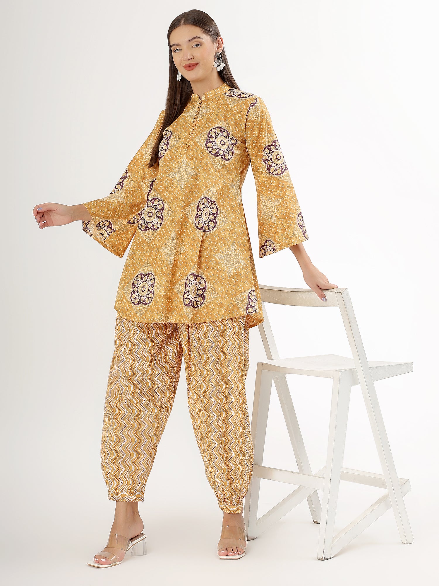 Mustart Floral Cotton Kurta Salwar - qivii