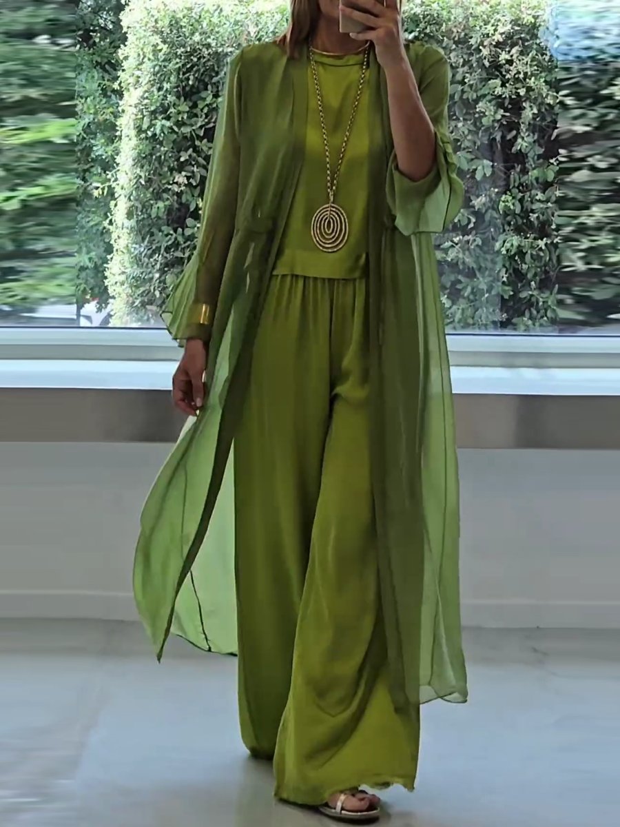 Margaret | Elegant Wide Leg Three Piece Summer Set by Qivii
