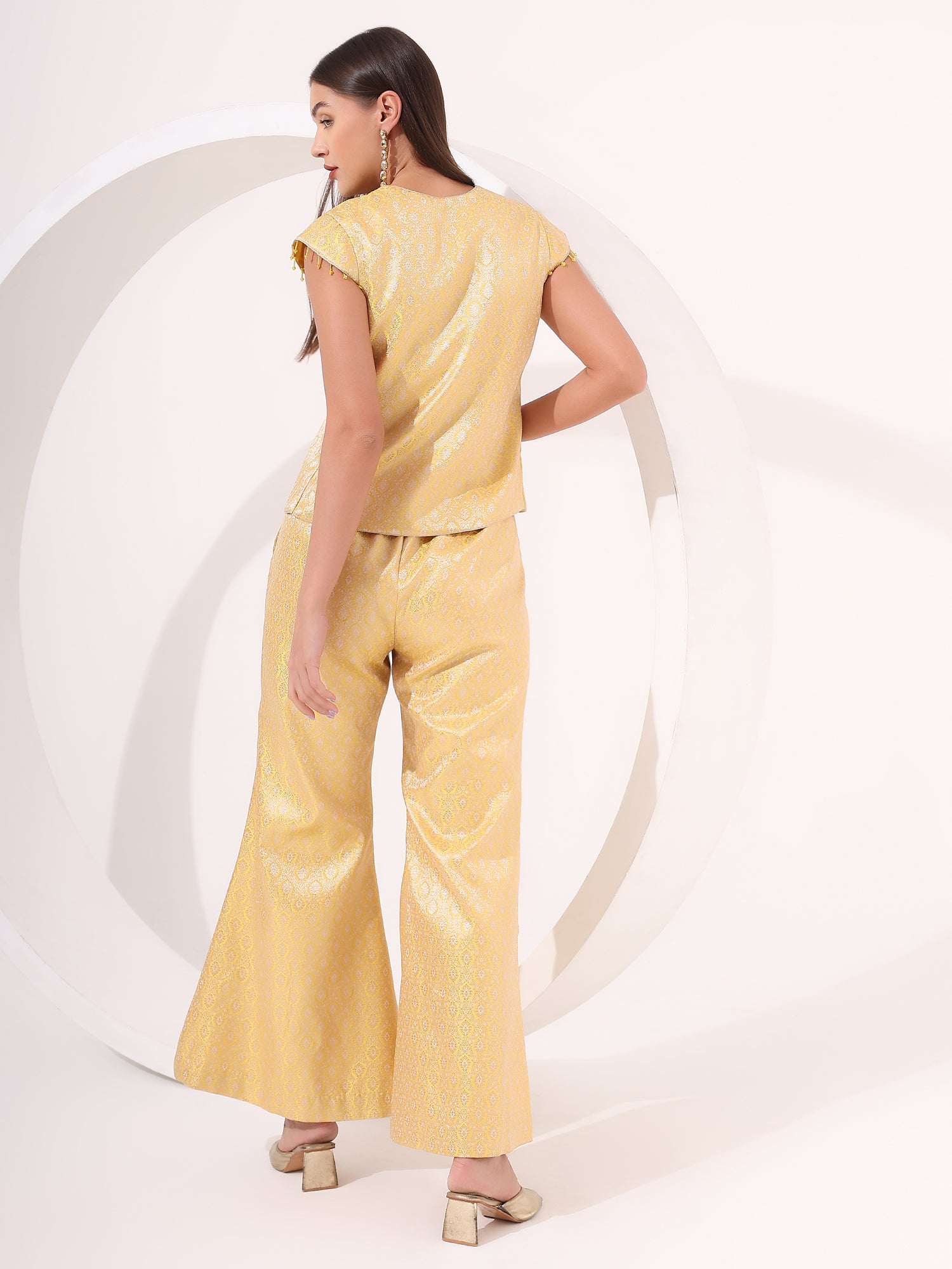 Yellow Brocase Co-ord Set - qivii