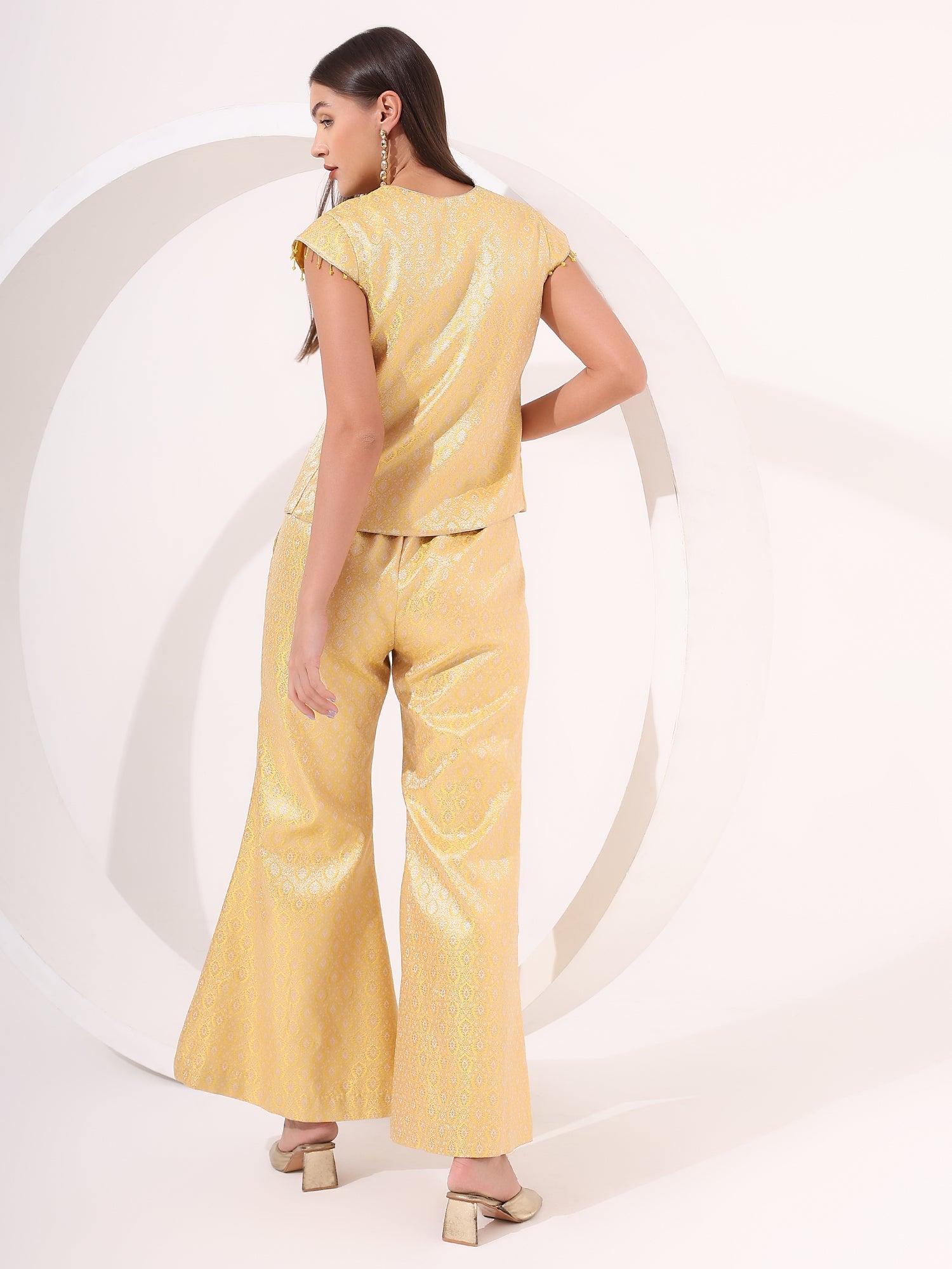 Yellow Brocase Co-ord Set - qivii