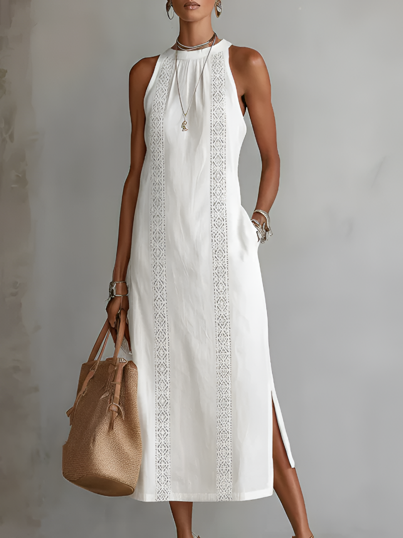 Jimena | Relaxed Lace White Maxi Dress by Qivii