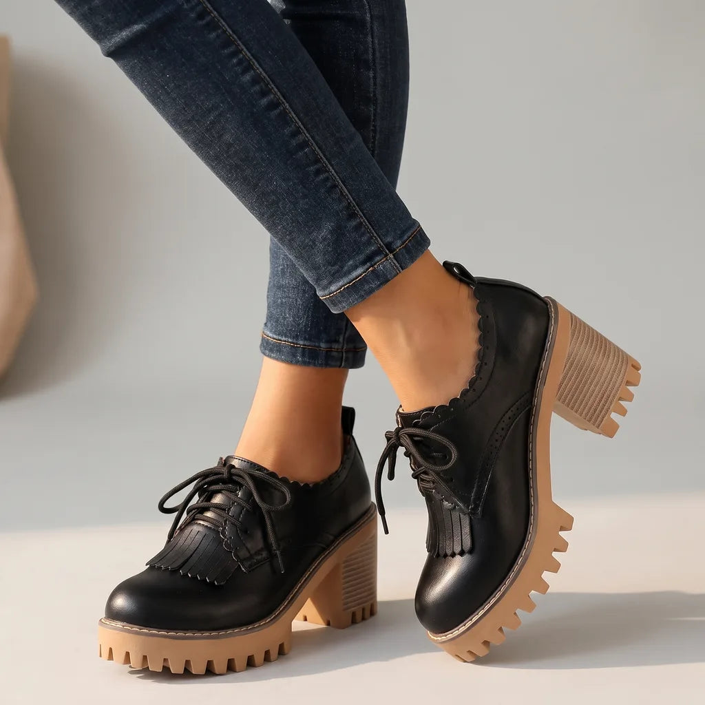 Black Jasmine women's orthopedic lace-up derbies by Hudson Ridge, stylish footwear with supportive design and classic look.