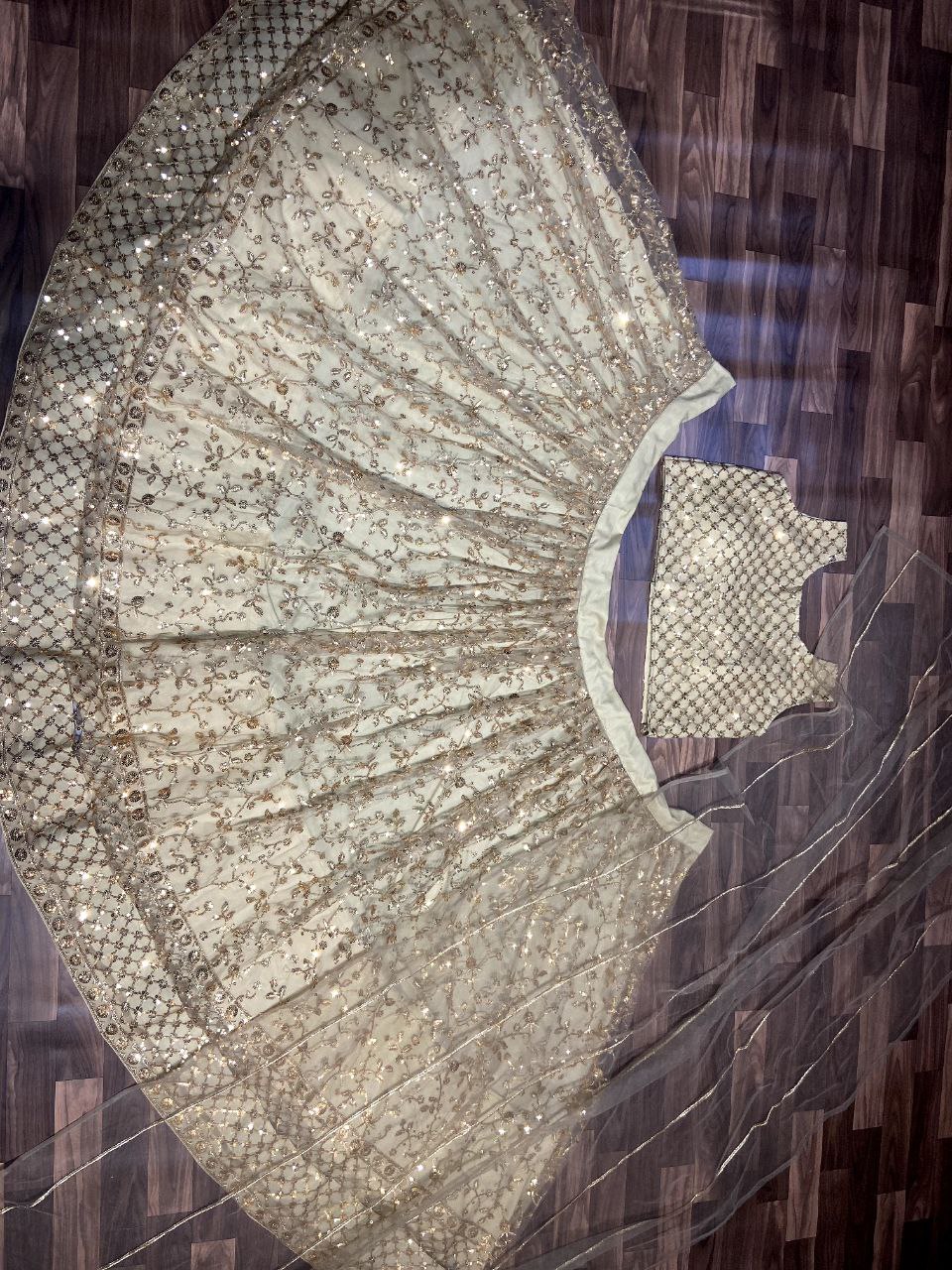 Brown Color Premium Net Embellished With Heavy Sequins Work With Embroidery Work Lehenga Choli - Inspired | Ready To Wear - qivii