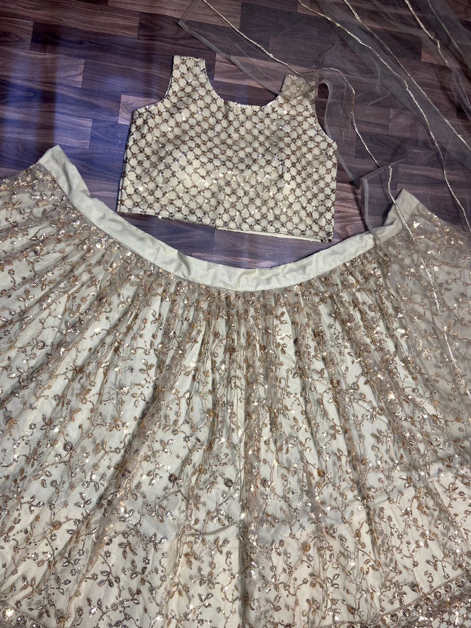 Brown Color Premium Net Embellished With Heavy Sequins Work With Embroidery Work Lehenga Choli - Inspired | Ready To Wear - qivii