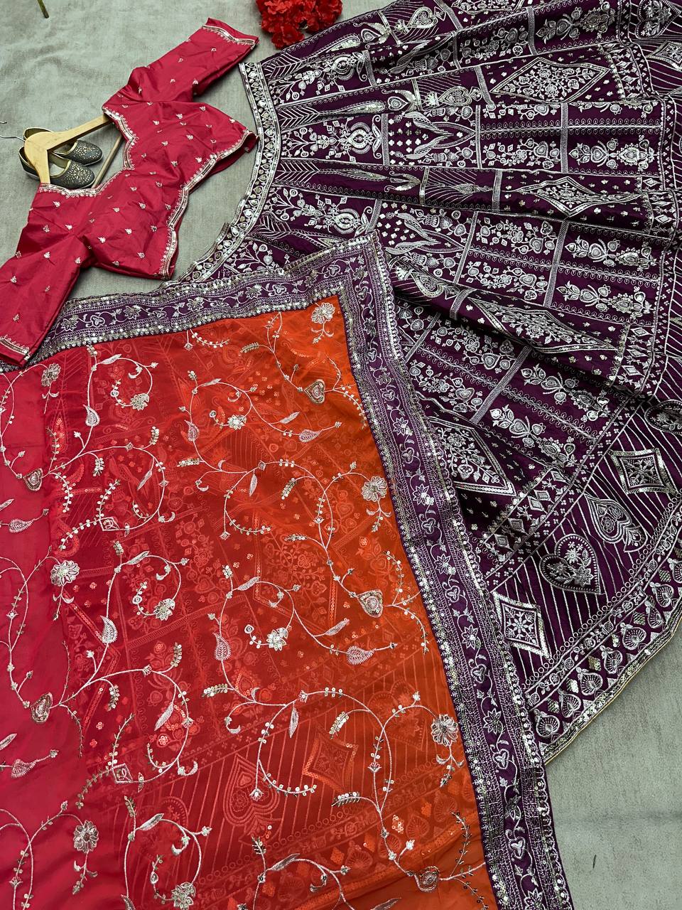 JALPARI SILK WITH EMBROIDERY SEQUENCE DESIGN WORK LEHENGA - INSPIRED | Ready To Wear - qivii