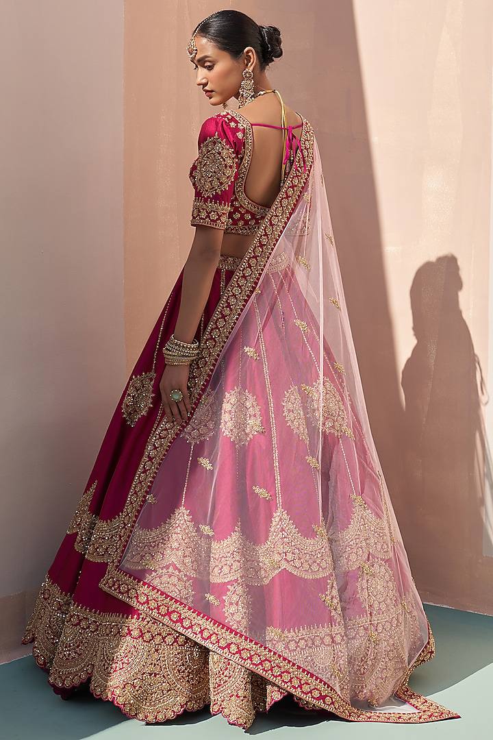 PINK JALPARI SILK WITH EMBROIDERY SEQUENCE ZARI DESIGN WORK LEHENGA - INSPIRED | Ready To Wear - qivii