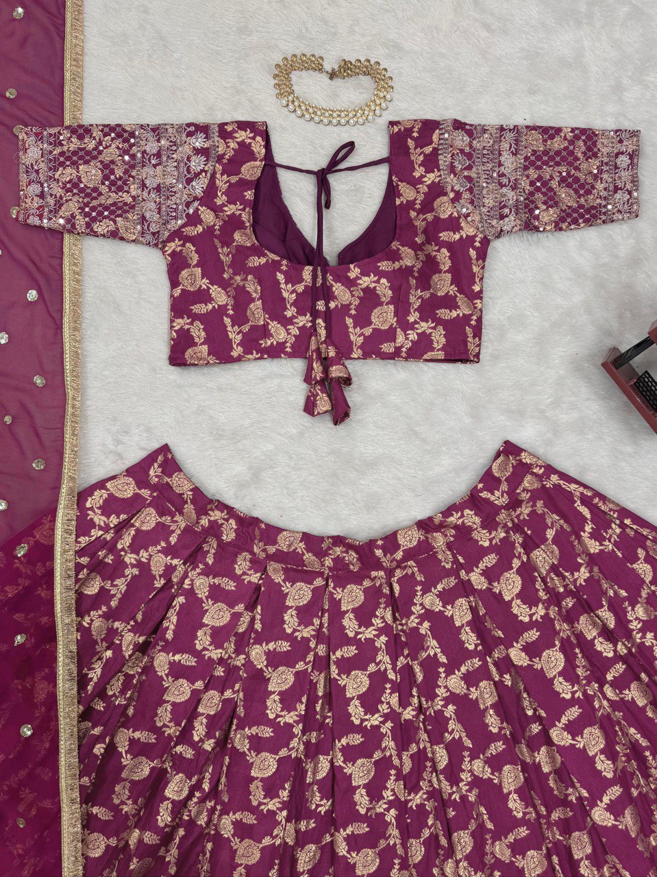 Pink Jequrd thread with Sequnce Lehenga Choli - INSPIRED | Ready To Wear - qivii
