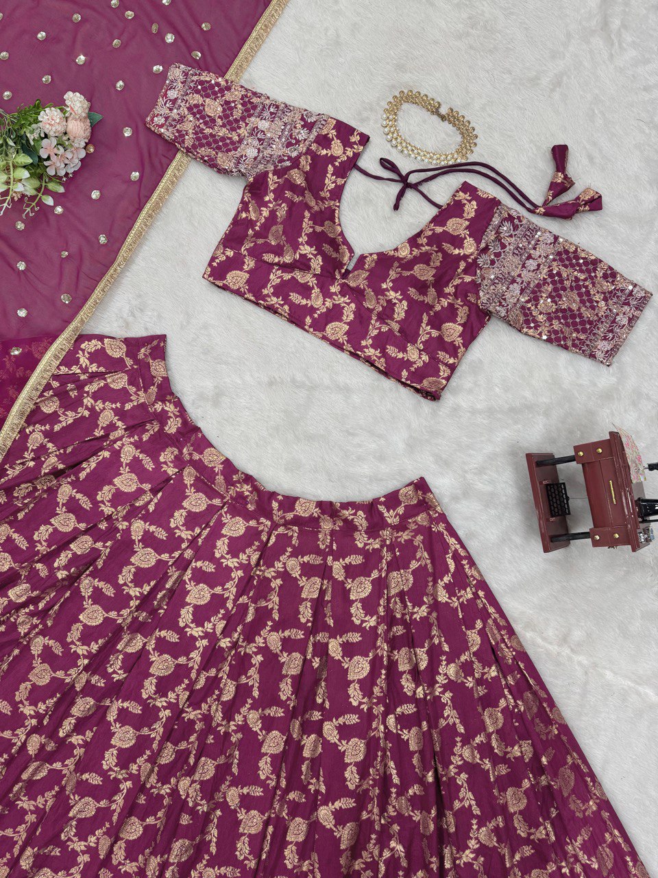 Pink Jequrd thread with Sequnce Lehenga Choli - INSPIRED | Ready To Wear - qivii