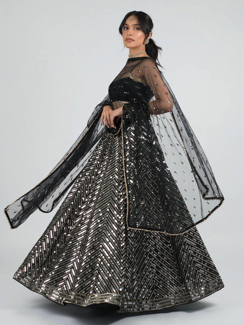 Designer georgette lehenga choli with heavy embroidery and sequence work