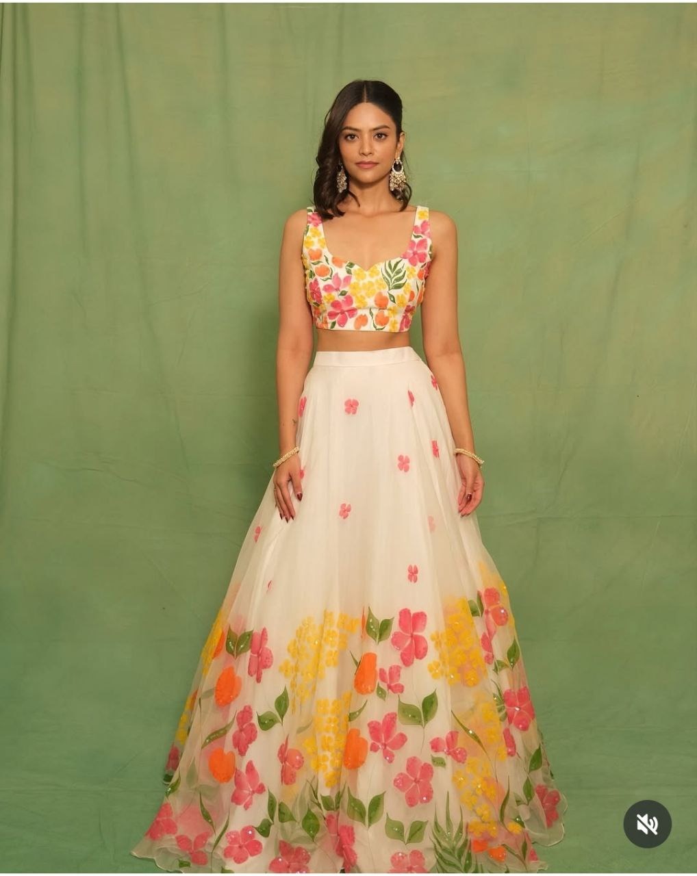 White Premium Taby Silk With Beautiful Floral Print With Heavy Cancan Lehenga - INSPIRED | Ready To Wear - qivii