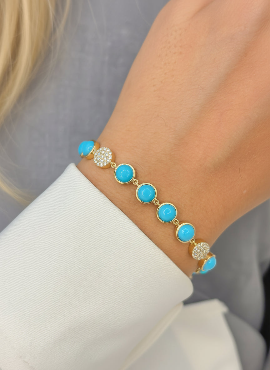 JPBRC-1171/9571 Turquoise Diamond Bracelet