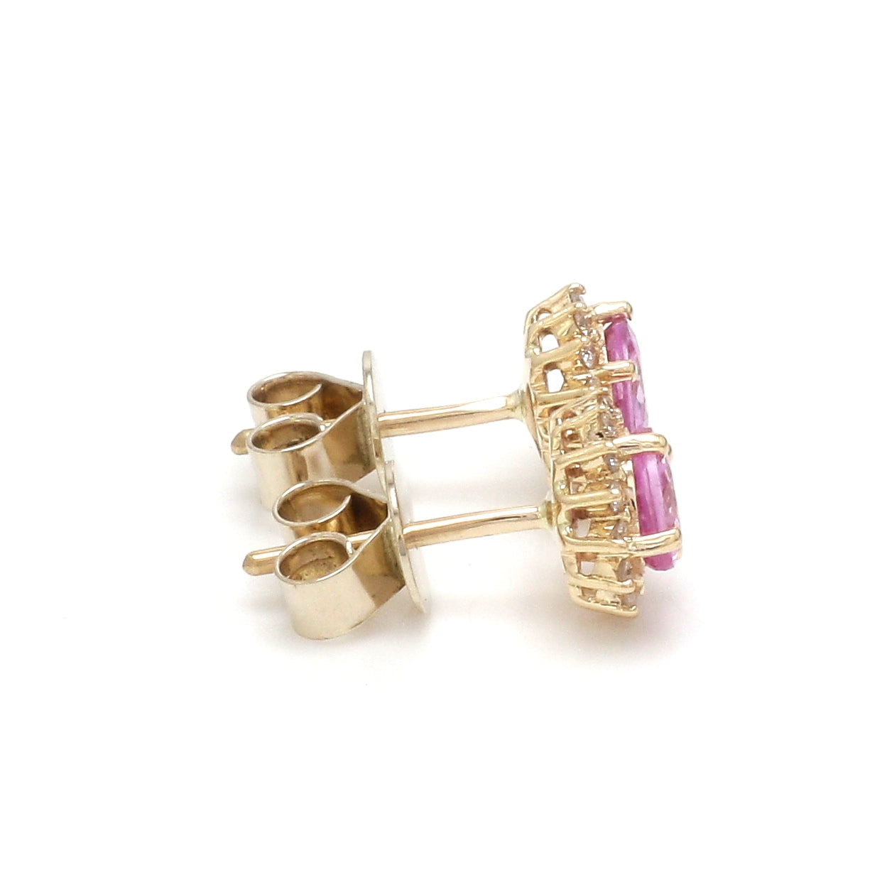 JPERG-2298/8126 Pink Sapphire Round With Diamond Studs Earring